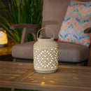 12.86" White Ceramic Solar Lantern