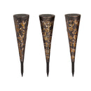 14"H Solar Pathway Light, Light Casting Laser Cut, Set of 3