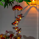 Pollinator Garden Mobile, White Light Solar Mobile, Metal Monarch