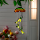 Pollinator Garden Mobile, White Light Solar Mobile, Metal Hummingbird