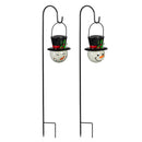 Holiday Poinsettia Garden Stake, Solar Garden Stake, Glass Snowman Orb, 36"H, Asst of 2