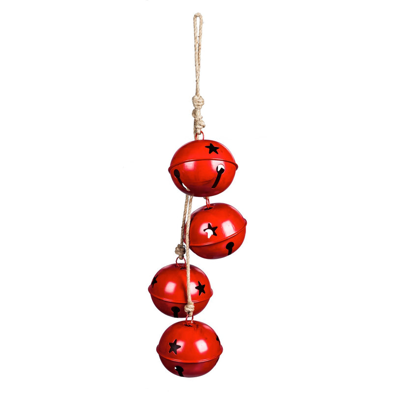 33"H Oversized Red Jingle Believe Bell Chime,2wc1863