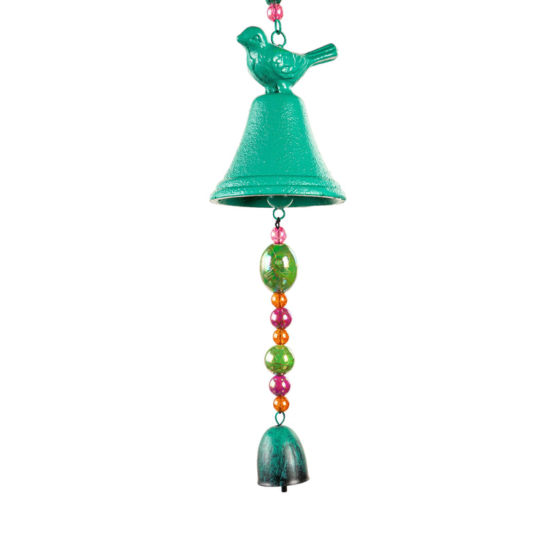 Cast Iron Bell with Bird Wind Chime, 3 Asst,2wc2150