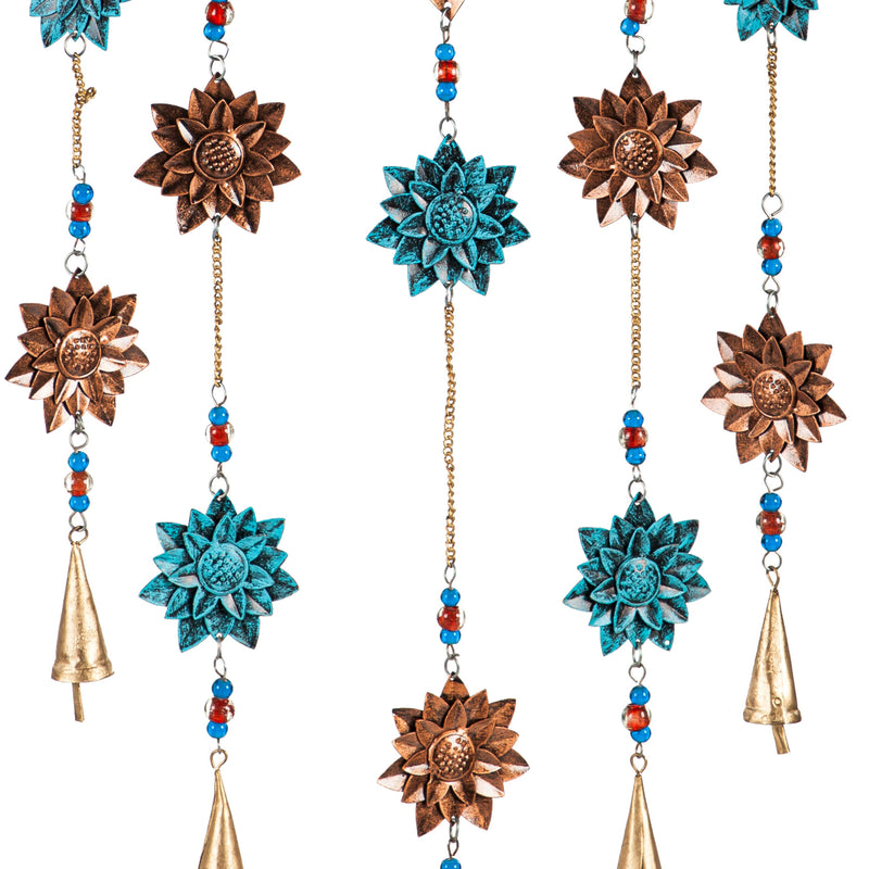 Blue and Copper Flower Metal Wind Chime,2wc2154