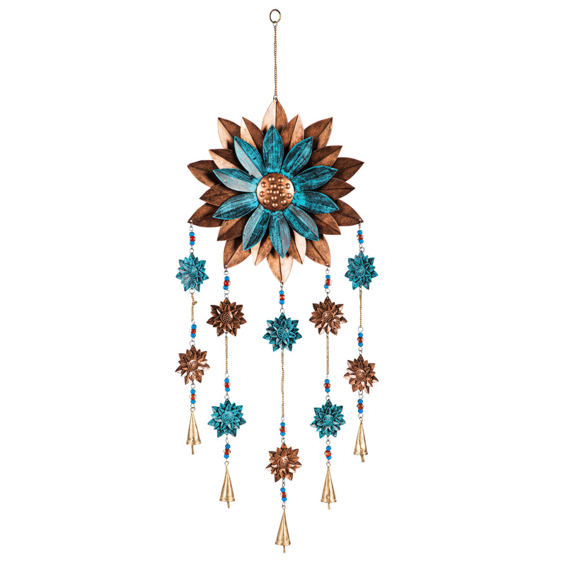 Blue and Copper Flower Metal Wind Chime,2wc2154