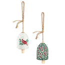 Berry and Cardinal Mosaic Glass Bell Chime assorted designs