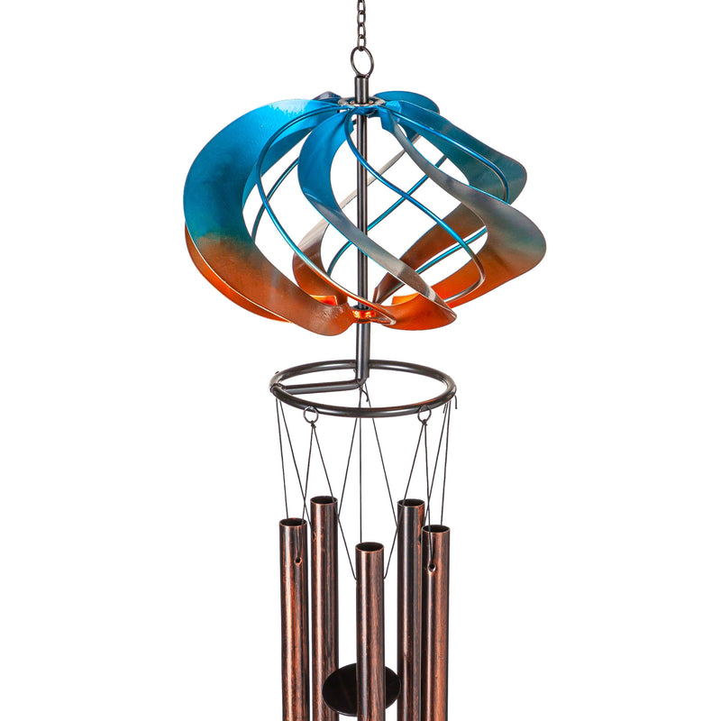 Evergreen Wind,Orange & Blue Wind Spinner Wind Chime,7.48x7.48x35.4 Inches