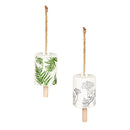 Garden of Wonder Garden Bell, Ceramic Bell with Rope, Dandelion & Fern Leaves, Set of 2