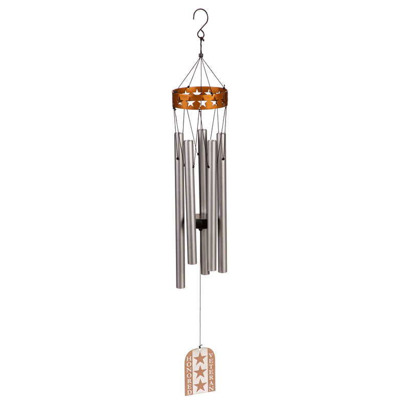 Evergreen Wind,30" H Memorial Veterans Windchime,4.25x4.25x30 Inches