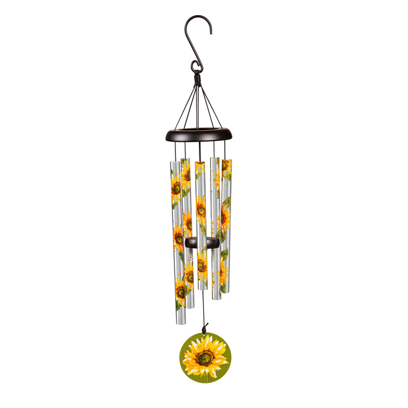 Evergreen Wind,27" H Printed Hand Tuned Wind Chime, Sunflower,5.12x5.12x27 Inches