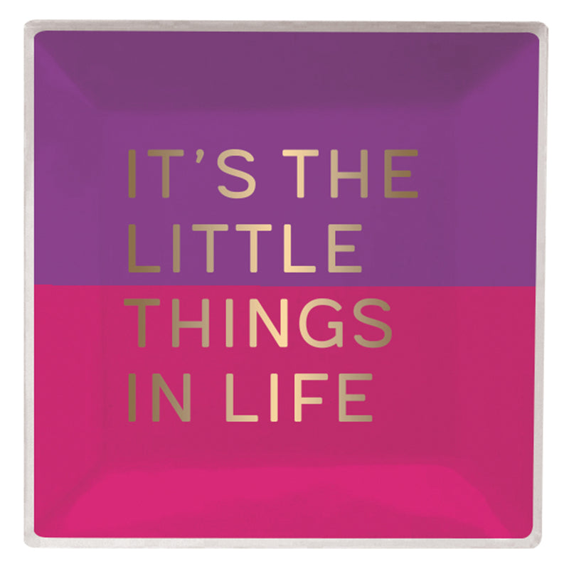Evergreen Accessory,6" Artisan Glass Square Plate w/ Silicone Paint, It's the Little Things,6x4x6 Inches