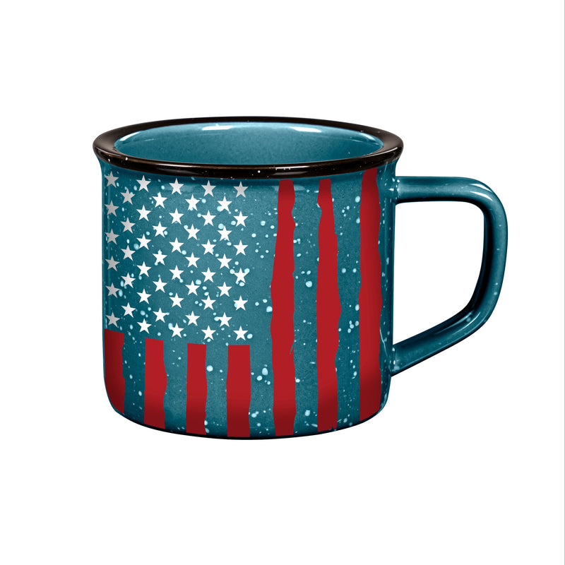 Evergreen Home Accents,15oz Ceramic Cup w/ Gift Box, American Flag,3.98x5.43x3.54 Inches