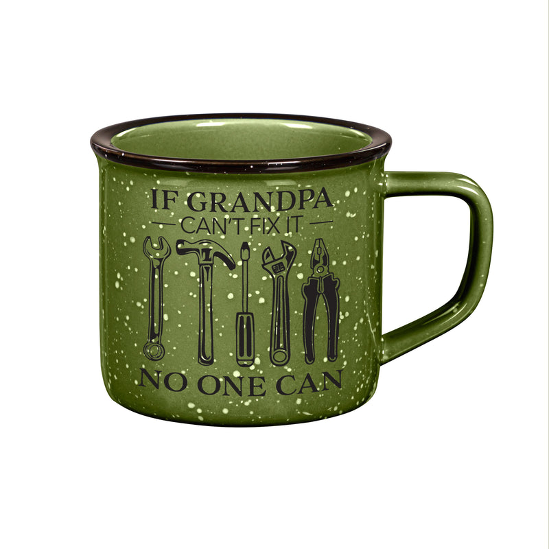 Evergreen Home Accents,15oz Ceramic Cup w/ Gift Box, If Grandpa Can't Fix It,3.98x5.43x3.54 Inches