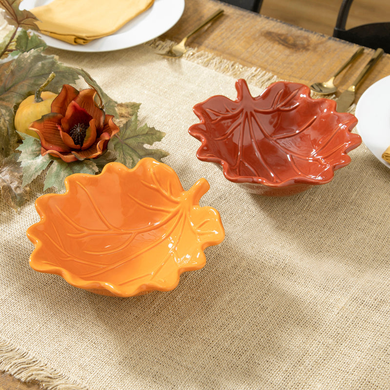 Ceramic Leaf Shaped Bowl, 2 Asst. colors,3bl047