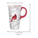 Ceramic Travel Cup, 17 OZ. ,w/box and Tritan Lid, Perching Cardinal