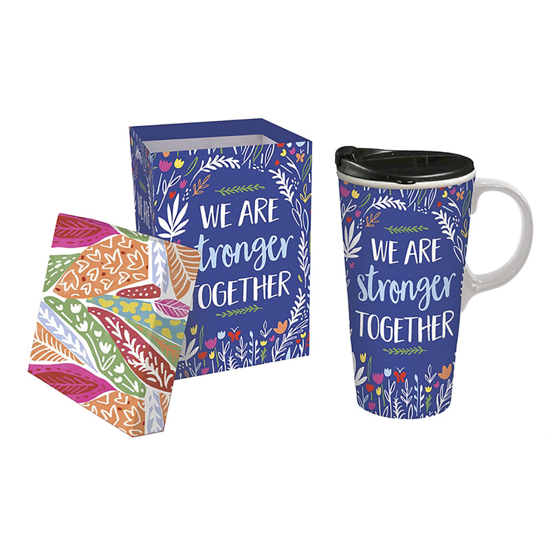 Ceramic Travel Cup, 17 OZ., w/box, We Are Stronger Together,3ctc01013