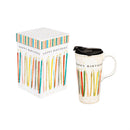 Ceramic Travel Cup, 17 OZ. ,w/box, Happy Birthday