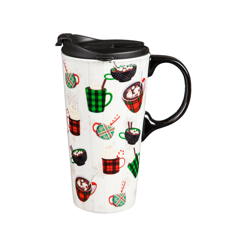 Ceramic Travel Cup, 17 OZ. ,w/box, Holiday Drinks,3ctc01098