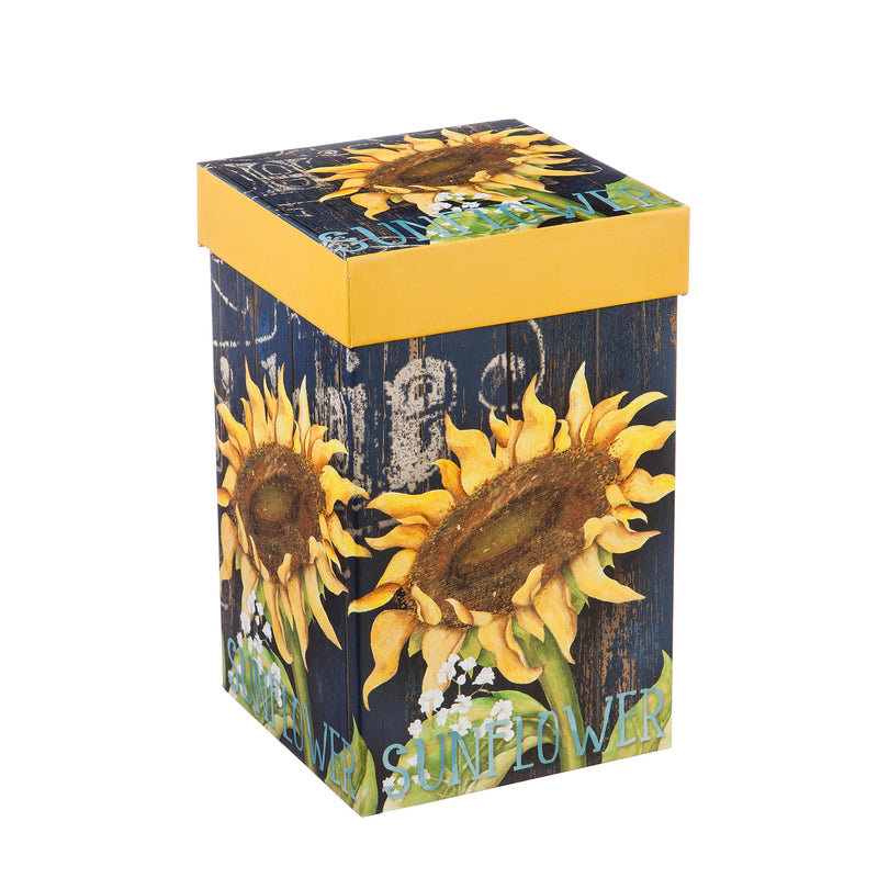 Evergreen Tabletop,Ceramic Travel Cup w/metallic accent and box, 17 OZ., Sunflower Splendor,5.25x3.6x7 Inches