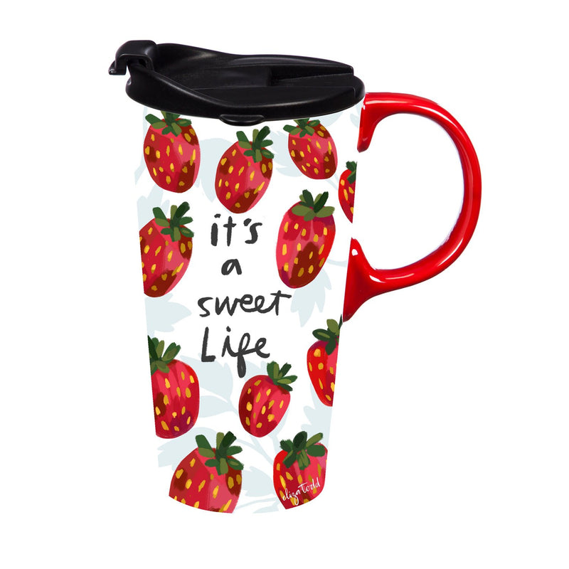 Ceramic Travel Cup, 17 OZ., w/box, It's A Sweet Life,3ctc017209