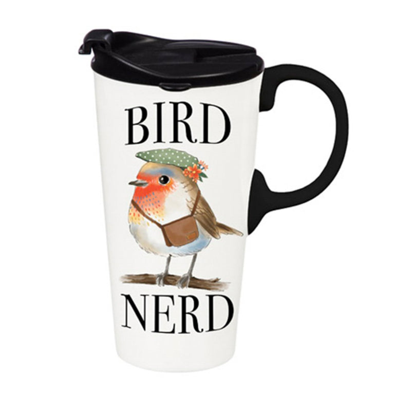 Ceramic Perfect Travel Cup, 17oz., w/ Gift Box, Bird Nerd,3ctc017212