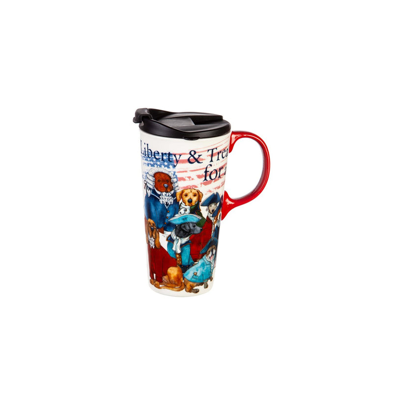 Ceramic Travel Cup, 17 OZ. ,w/box, Liberty & Treats  For All,3ctc017977