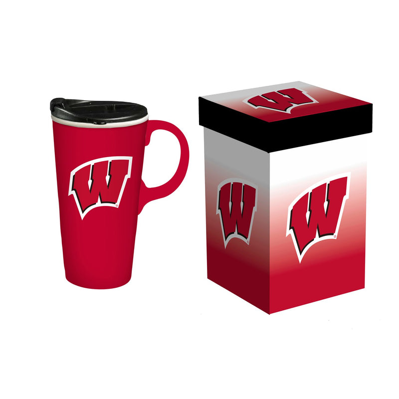 Evergreen Home Accents,University of Wisconsin-Madison, 17oz Boxed Travel Latte,3.55x5.24x7 Inches