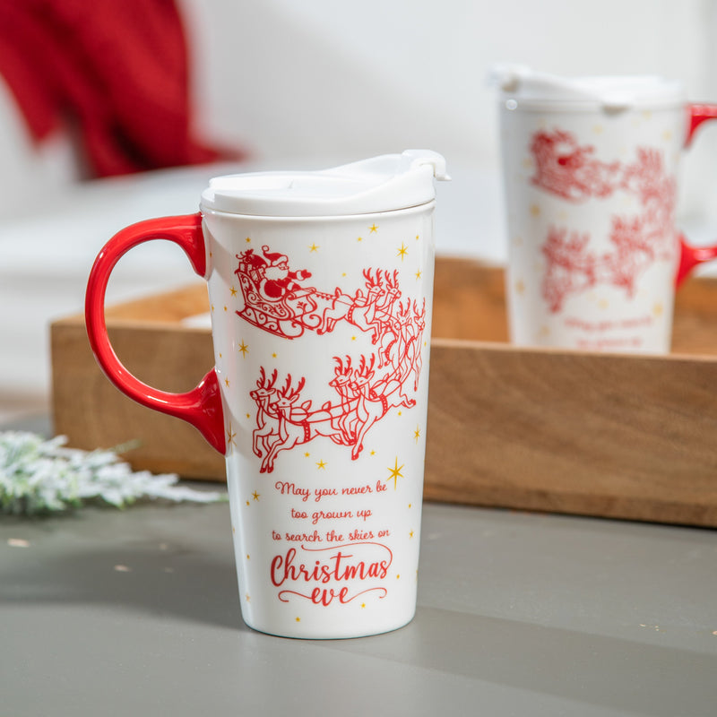 Ceramic Perfect Travel Cup, 17oz, w/ Gift Box, Christmas Eve,3ctc10029