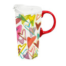 Ceramic Perfect Travel Cup, 17 oz., w/ box, Lovely Hearts,3ctc100426