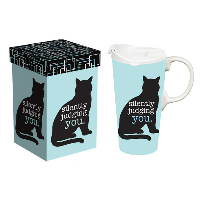 Ceramic Perfect Travel Cup, 17oz., w/ Gift Box, Silently Judging You,3ctc100452