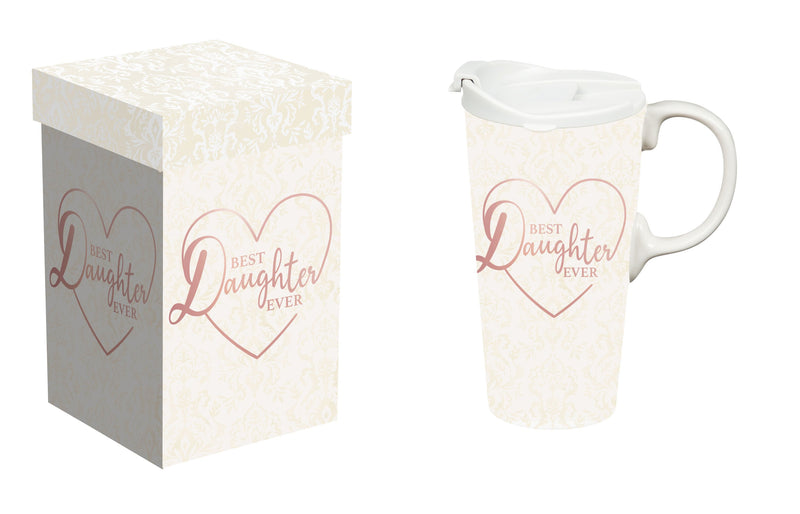 Ceramic Perfect Travel Cup, 17oz, w/ Gift Box, Best Daughter Ever,3ctc104845d