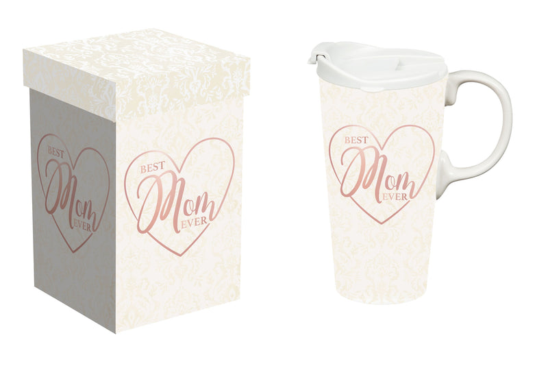 Ceramic Perfect Travel Cup, 17oz, w/ Gift Box, Best Mom Ever,3ctc104845m