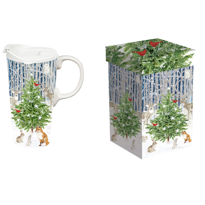 Ceramic Perfect Travel Cup, 17oz, w/ Gift Box, Winter Friends Gathering,3ctc109899