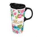 Title Series Travel Cup Ceramic Perfect Cup, Floral Mom, 17oz, Gift Box Mom