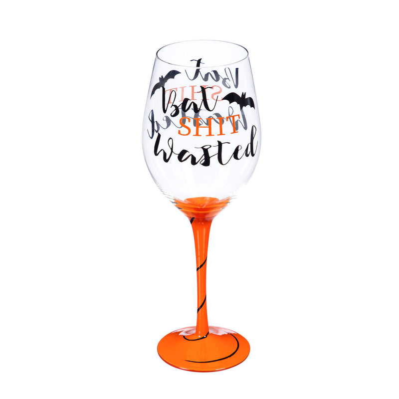 Wine Glass w/ Box, 12 oz., Bat Shit Wasted,3cwg188