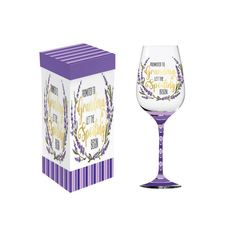 Stemmed Wine Glass, 17oz, Promoted to Grandma, Let the Spoiling Begin!,3cwg669