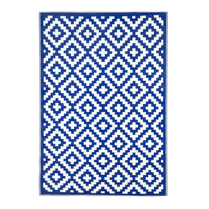 ReversibleWeather-resistant Rug 3'x5' Blue and White Birds Eye,3dm014arw