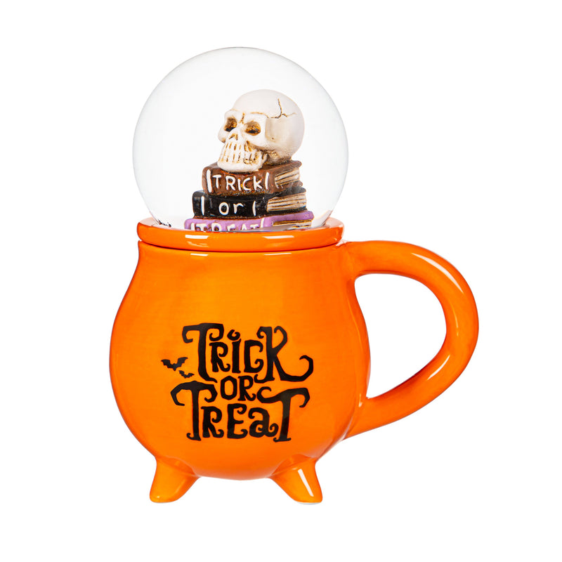 Ceramic Cup with Water Globe Topper w/ Gift Box, Trick or Treat,3dwg026