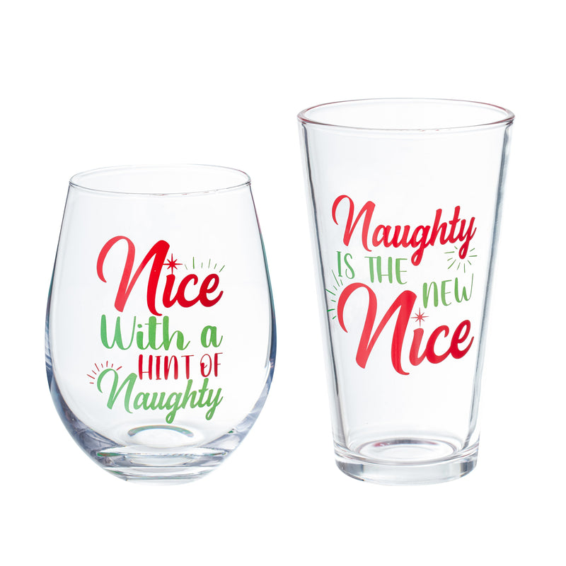 Couples Giftset w/ Box, Set of 2, Naughty is the New Nice/Nice with A Hint of Naughty,3dwg035