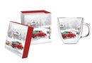 Double Wall Glass Cafe Cup, 12 oz., Winter Truck,3gcc6190