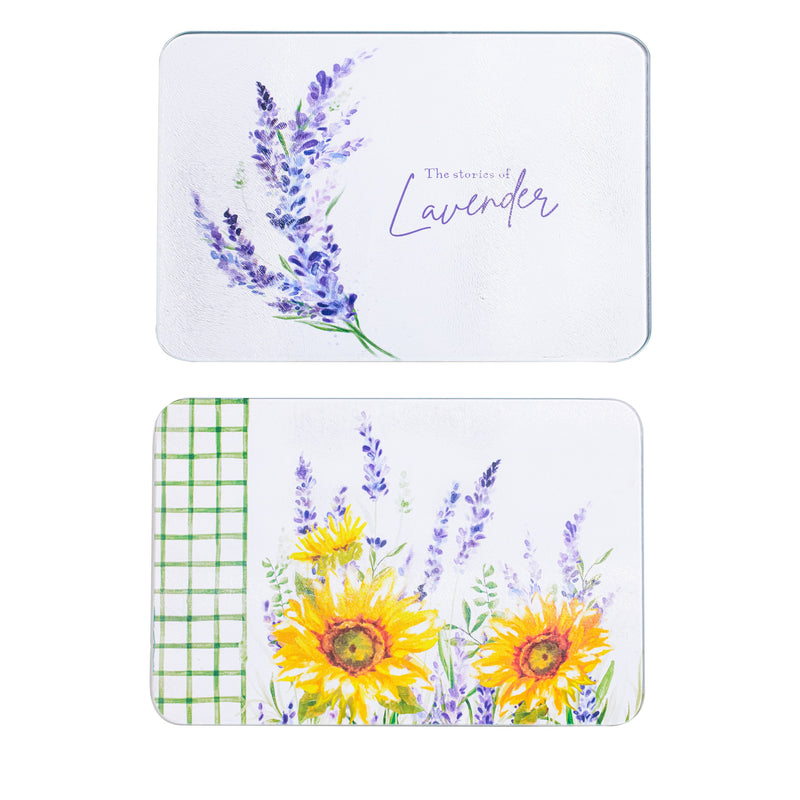 Tempered Glass Cutting Board Set, Lavender Fields,3glb9862