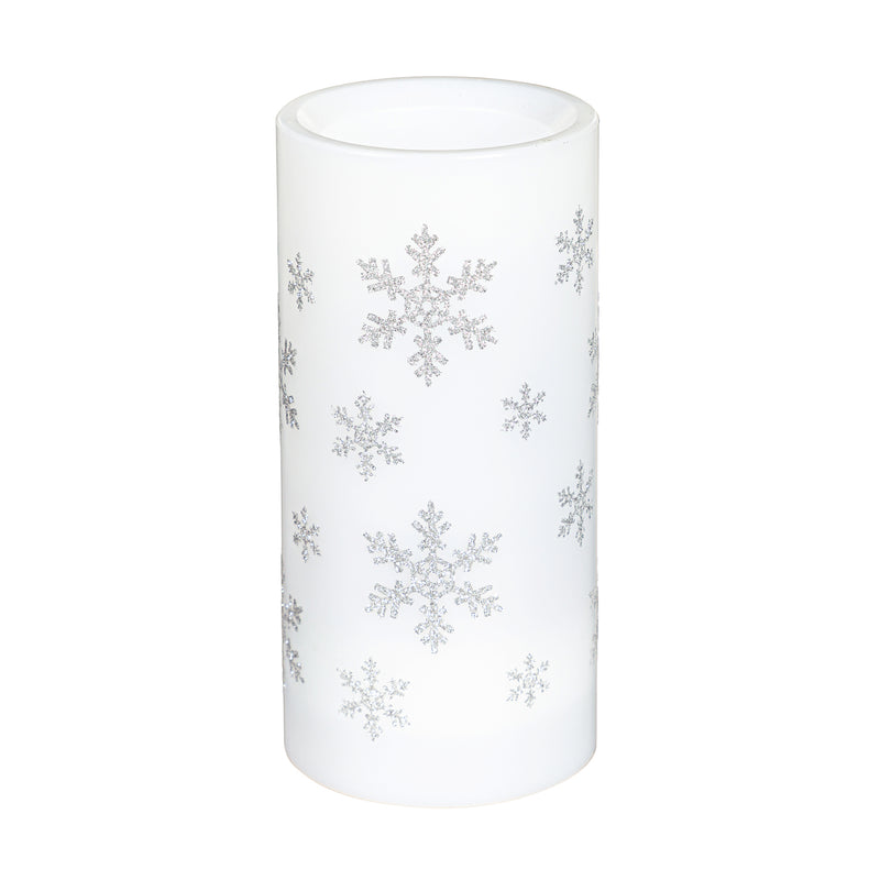 LED Snowflake Pillar Table Decor with Projected Icons,3led330