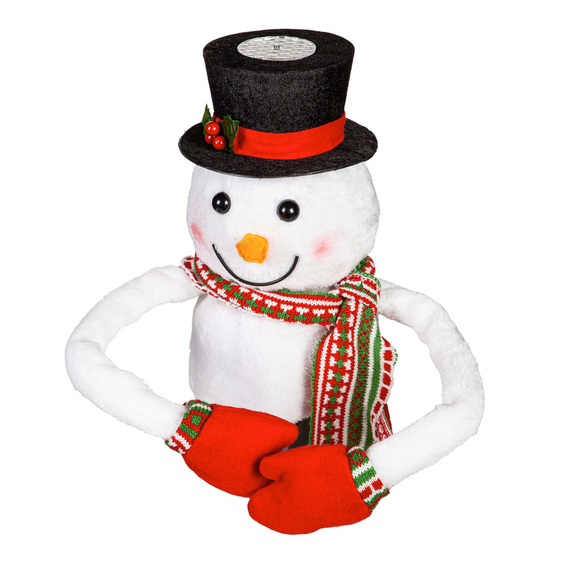 Evergreen Holiday Decorations,12" LED Fabric Snowman Tree Topper with Snowflake Projection,8x6.5x12 Inches