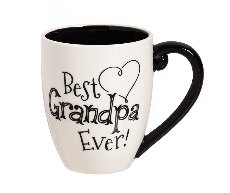 Evergreen Tabletop,Black Ink Ceramic Cup O' Joe w/Box, 18 oz., Grandpa,5.8x4.8x3.9 Inches