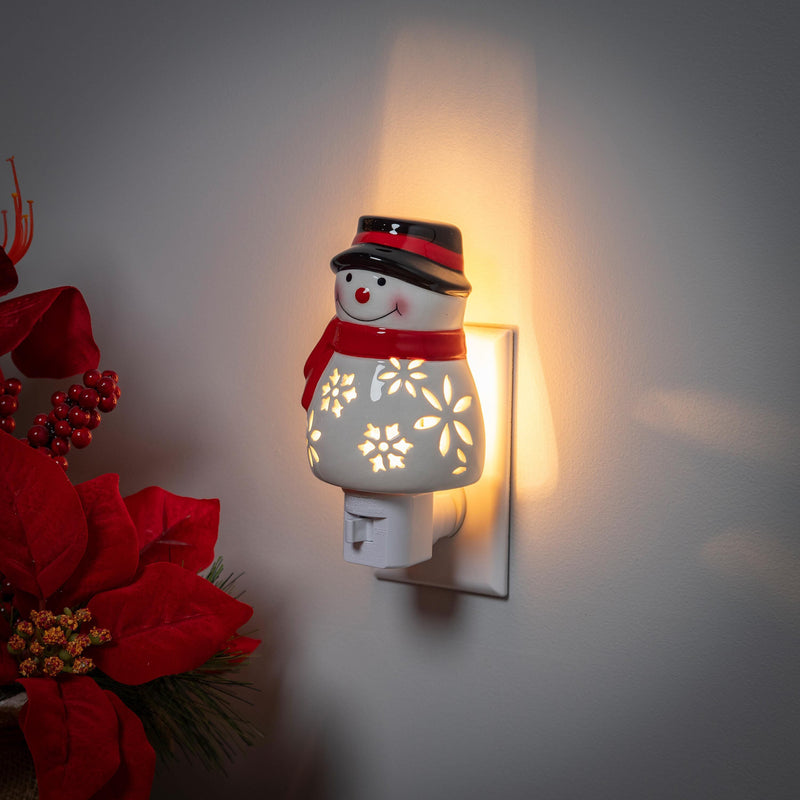 Ceramic Snowman with Snowflake Cut-out Nightlight,3ntc002