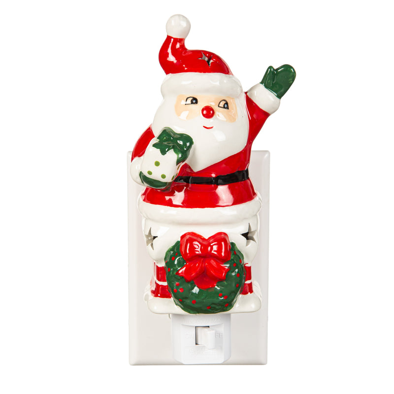 Ceramic Santa in Chimney with Star Cut-out Nightlight,3ntc003