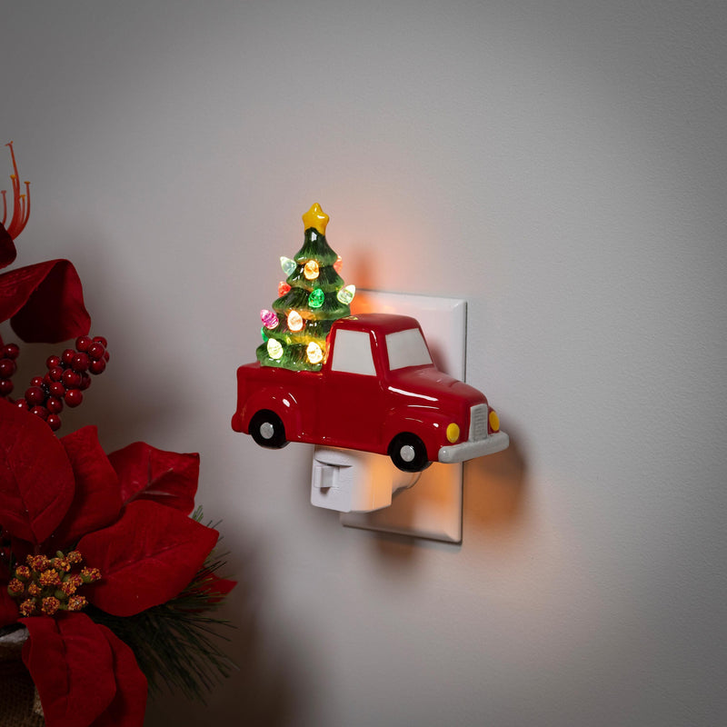 Ceramic Truck with Christmas Tree Nightlight,3ntc006