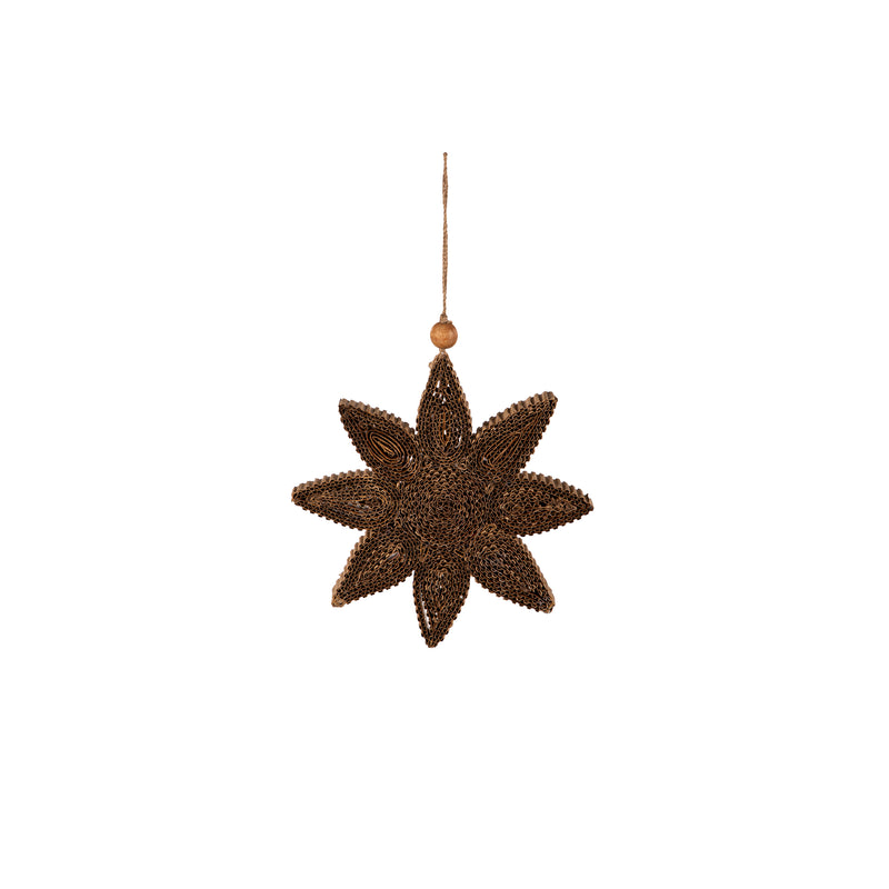 Natural Fiber Snowflake with Wood Bead Ornament Set,3orn068