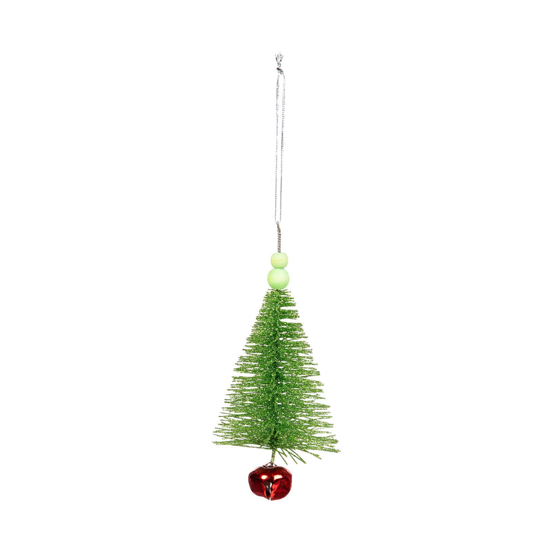 7.25" Bottle Brush Christmas Tree with Bell Ornament,3orn089