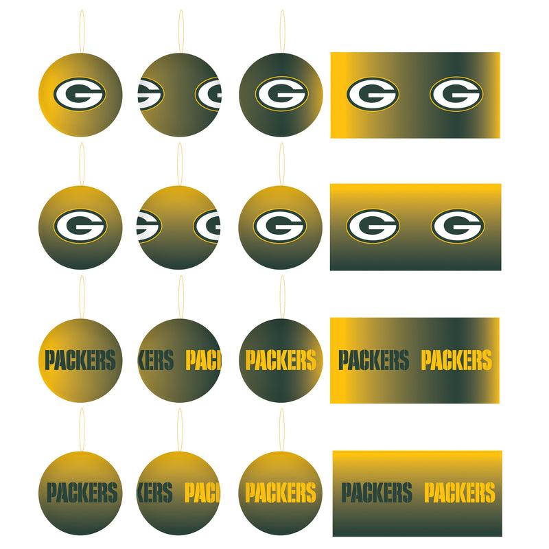 Holiday Ball Ornaments, Set of 12,  Green Bay Packers,3ot381112